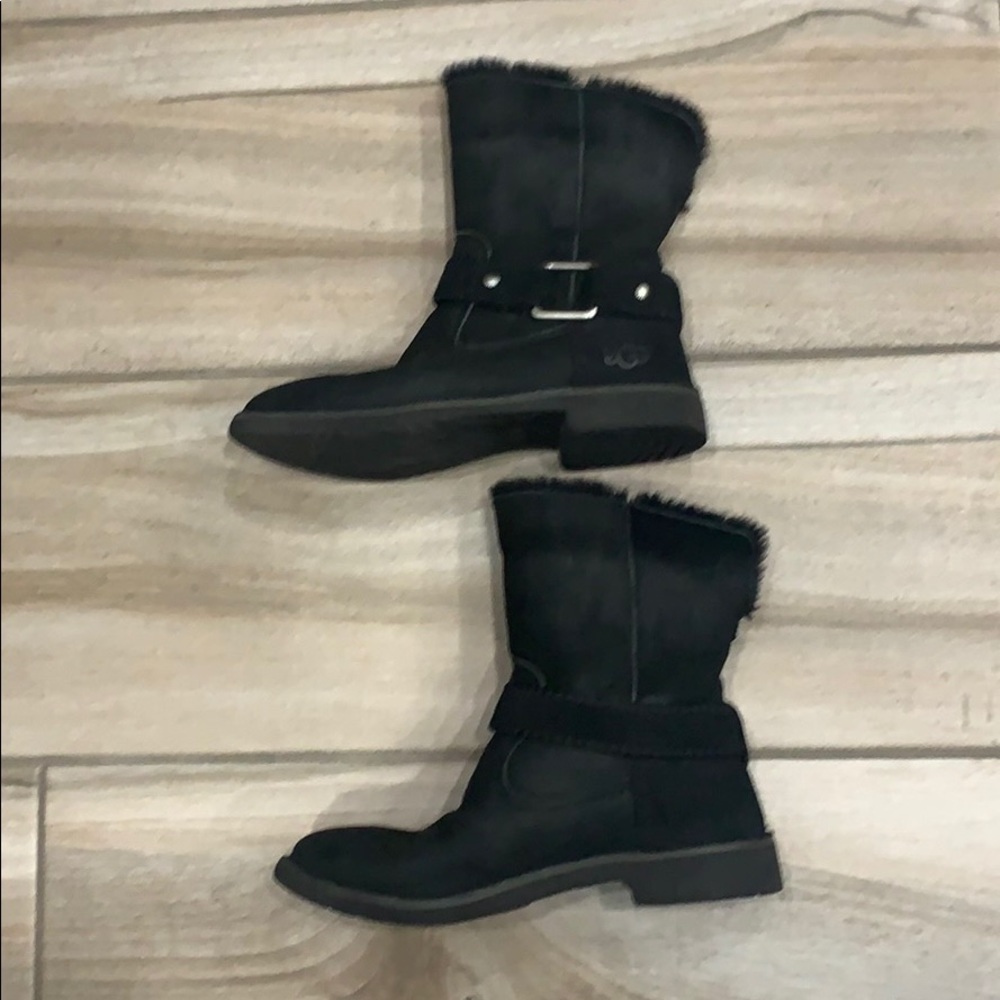 UGG Black boots with silver buckle & accents